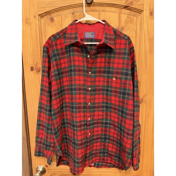 Pendleton Other - Pendleton Wool Plaid‎ Shirt Red Green Elbow Patches USA Vintage Academia M